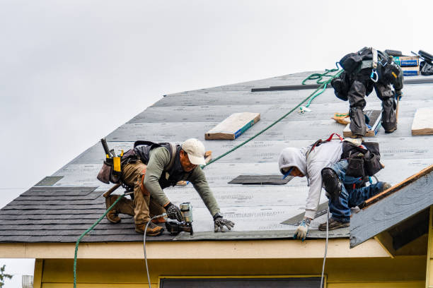 Professional Gutter Installation technician working in Newfield, ME